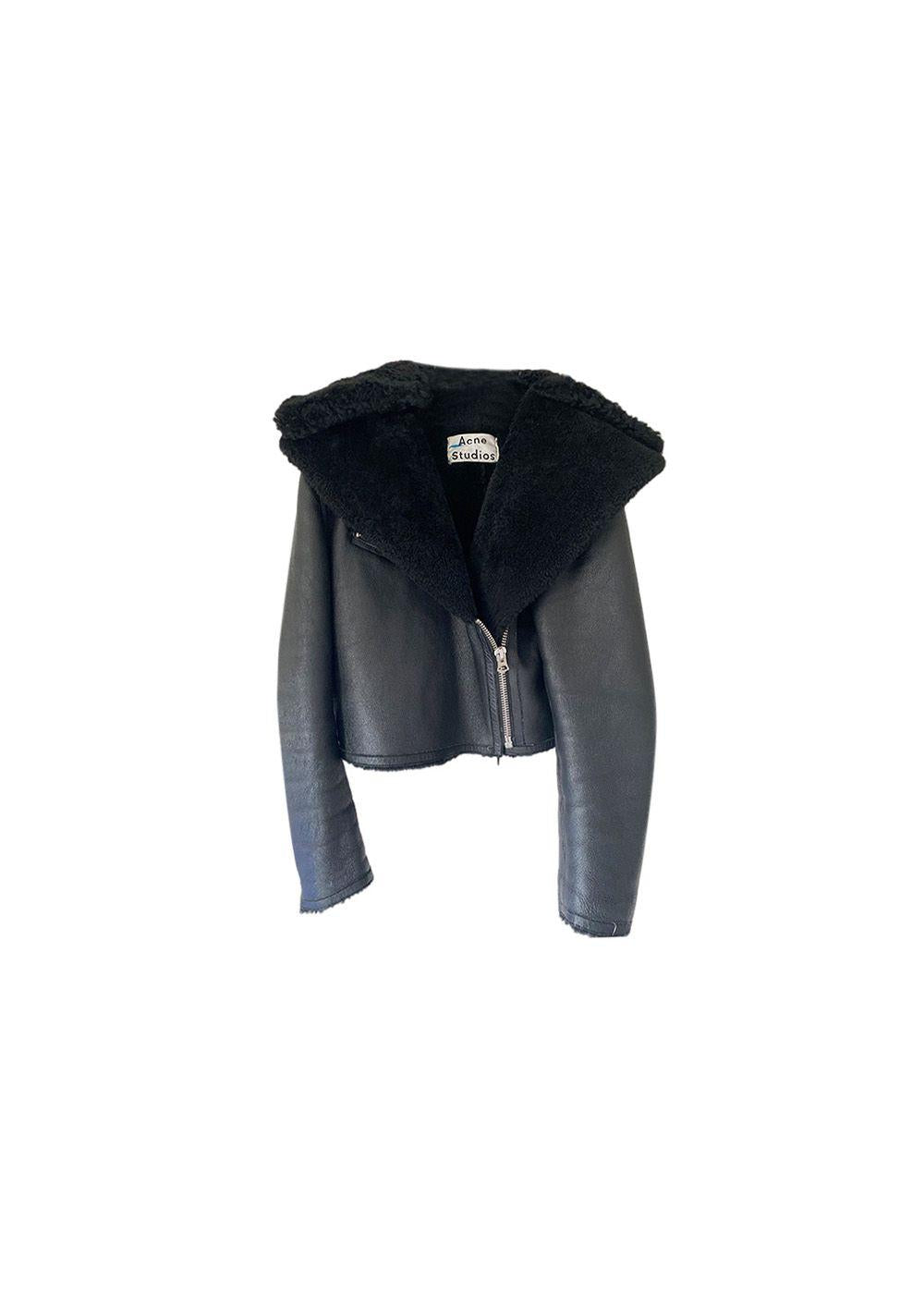 black leather & shearling aviator jacket