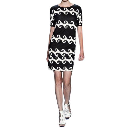 Diane von Furstenberg Cyrani black & white waveprint silk dress