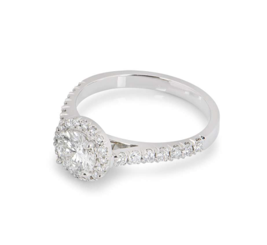 Bespoke Light Green Round Diamond Platinum Ring