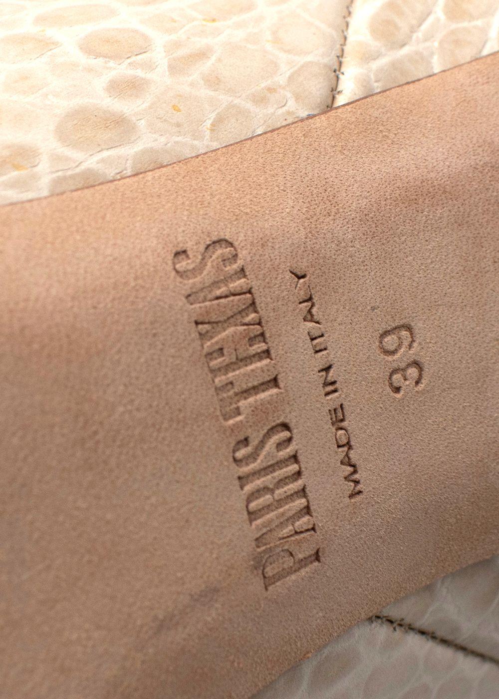Paris Texas Cream Croc-Embossed Knee High Boots