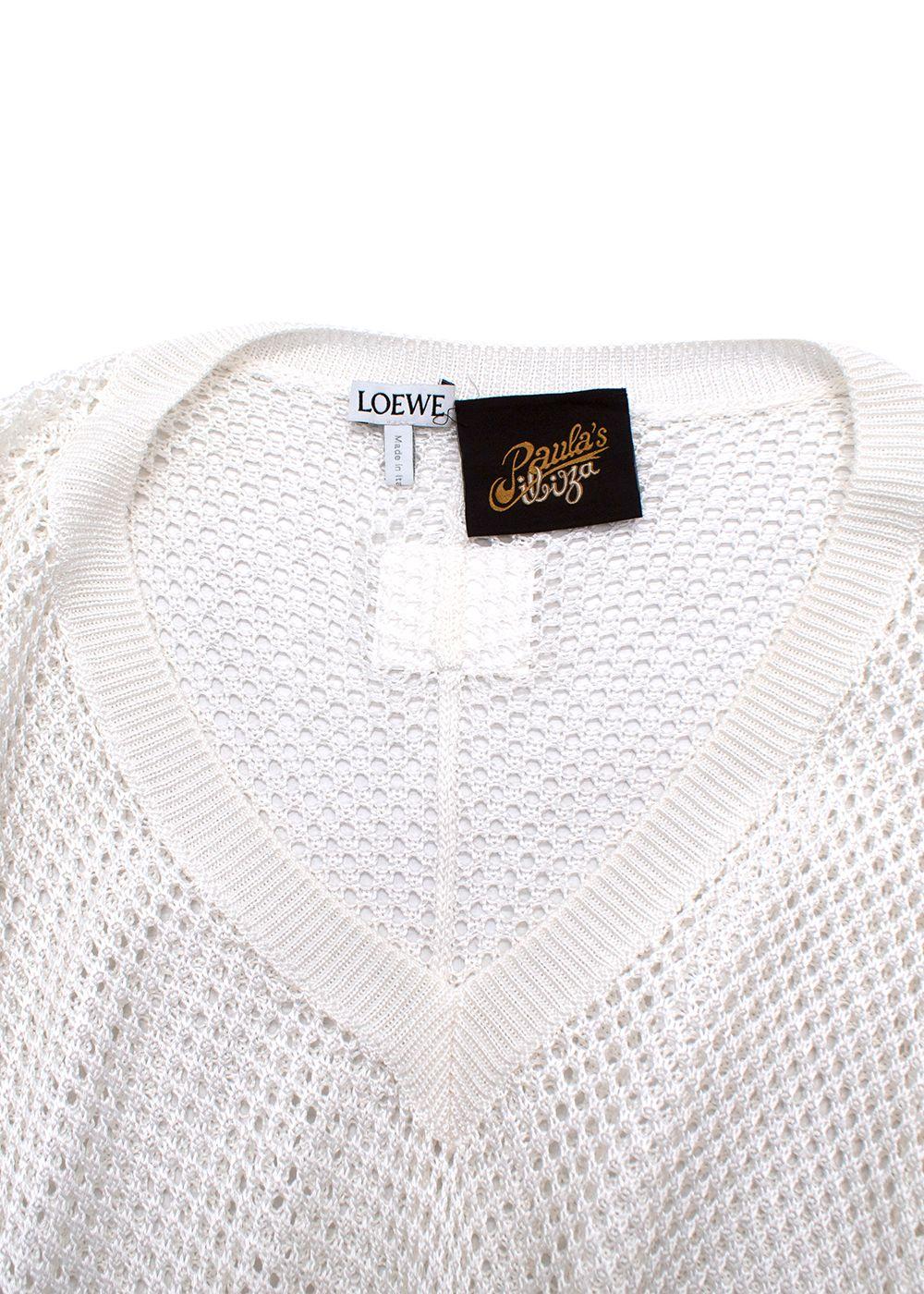 Loewe x Paulas Ibiza White Cotton Fishnet Dress