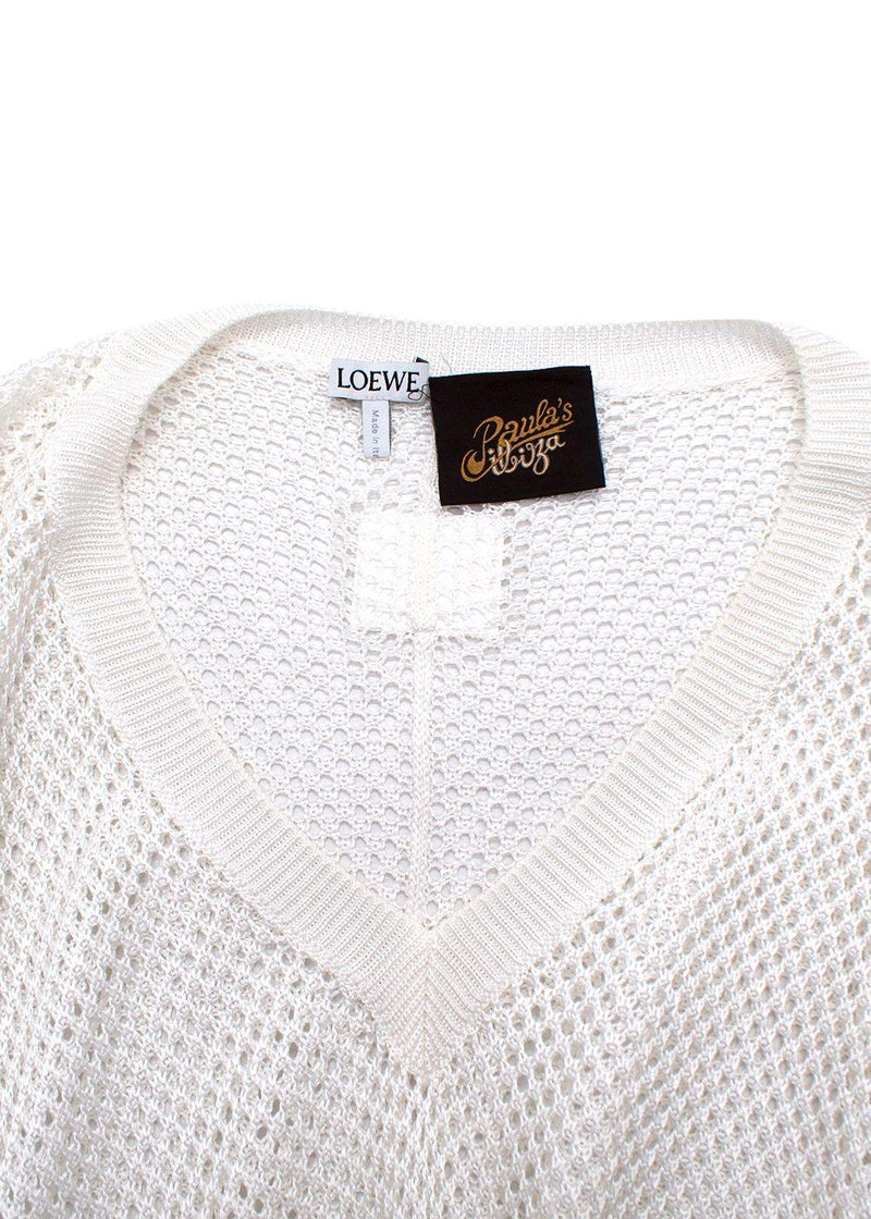Loewe x Paulas Ibiza White Cotton Fishnet Dress