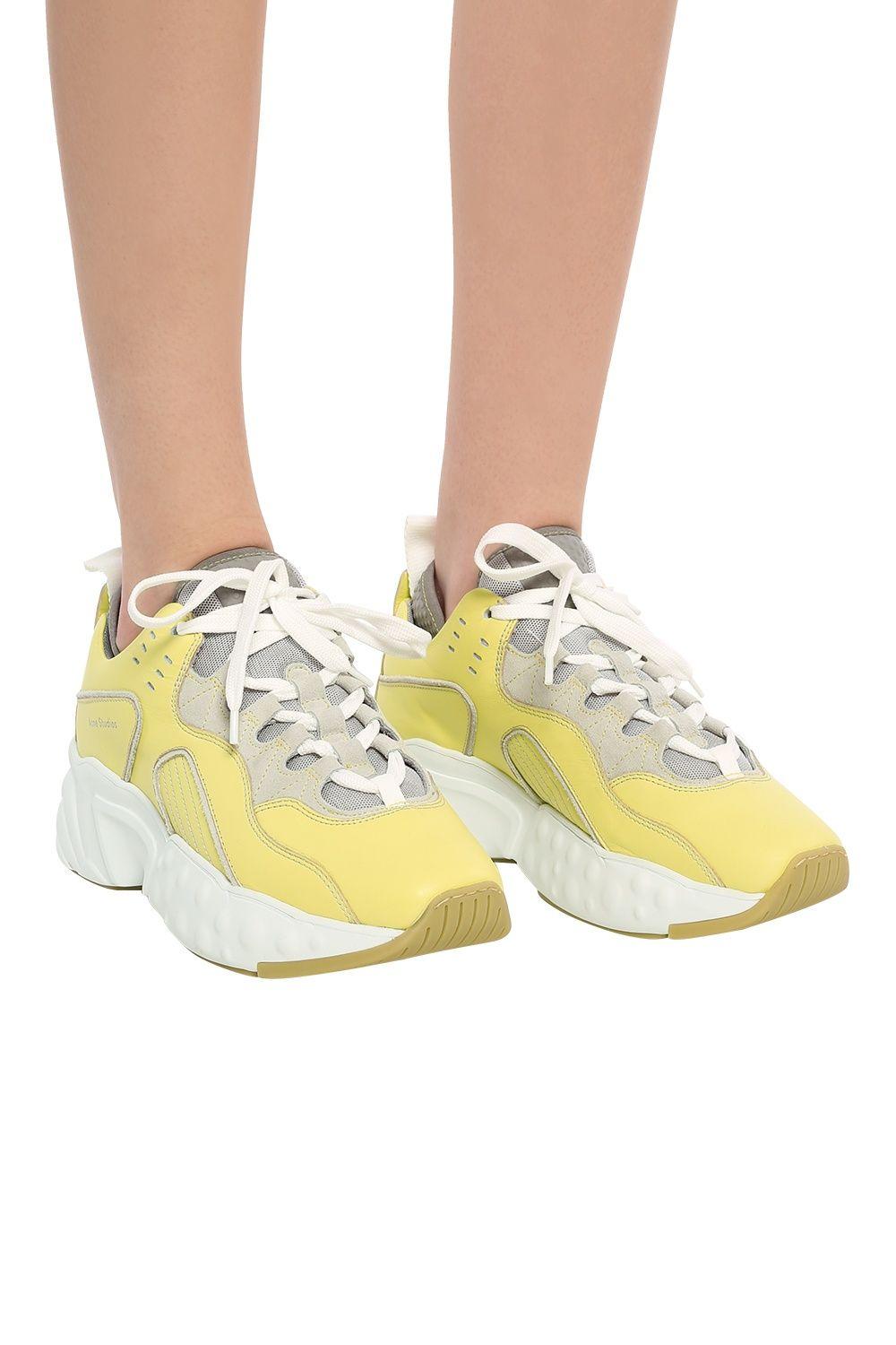 Yellow & Beige Manhattan Lace Up Sneakers