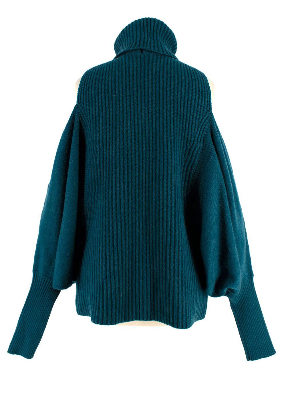 Antonio Berardi Teal Cold-shoulder Merino wool & Cashmere Jumper