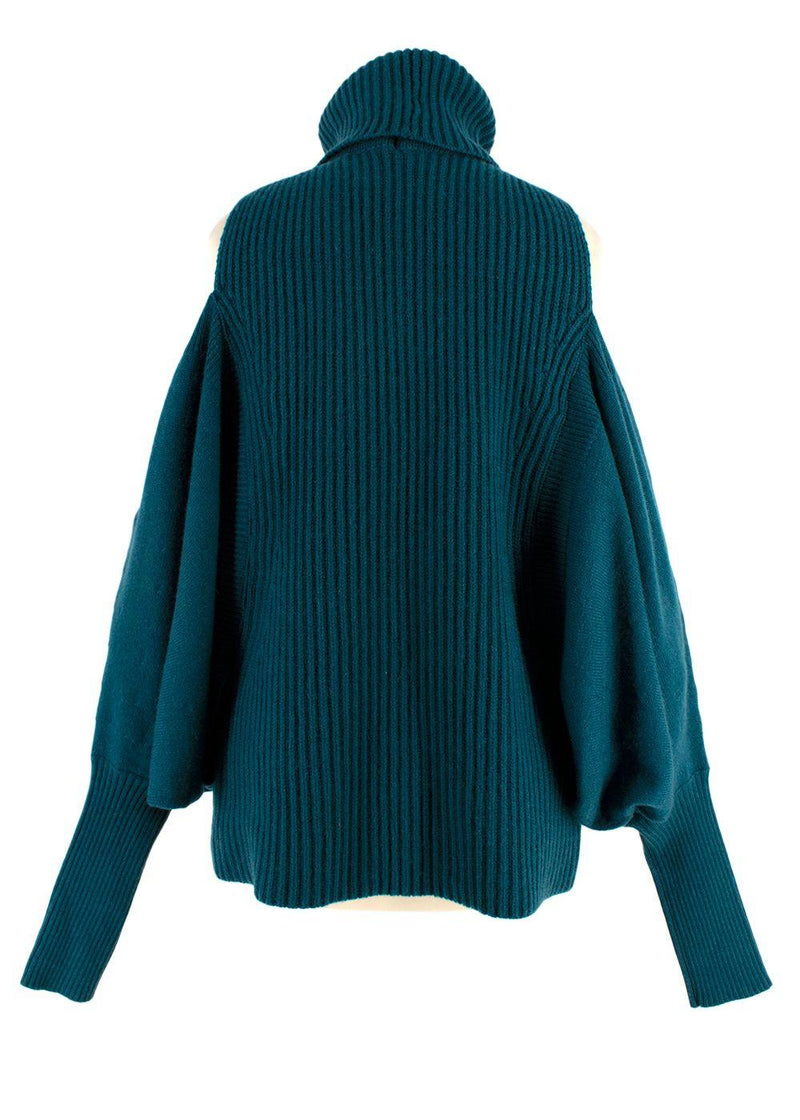 Antonio Berardi Teal Cold-shoulder Merino wool & Cashmere Jumper