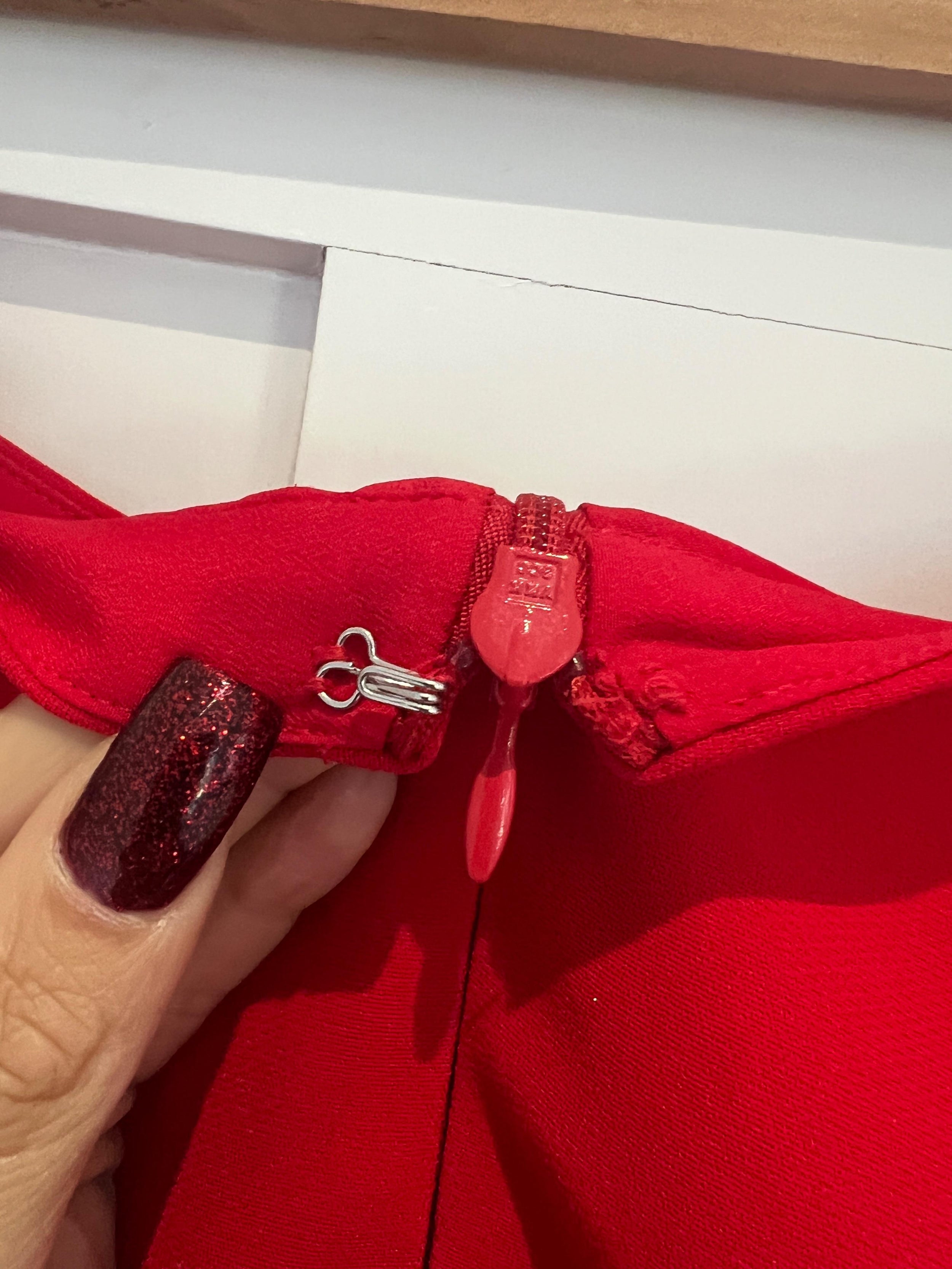 Self Portrait Red Crystal Bow Detail Mini Dress