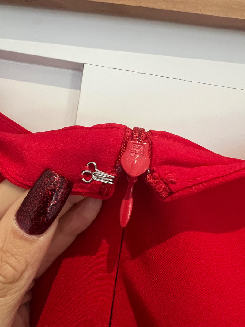 Self Portrait Red Crystal Bow Detail Mini Dress