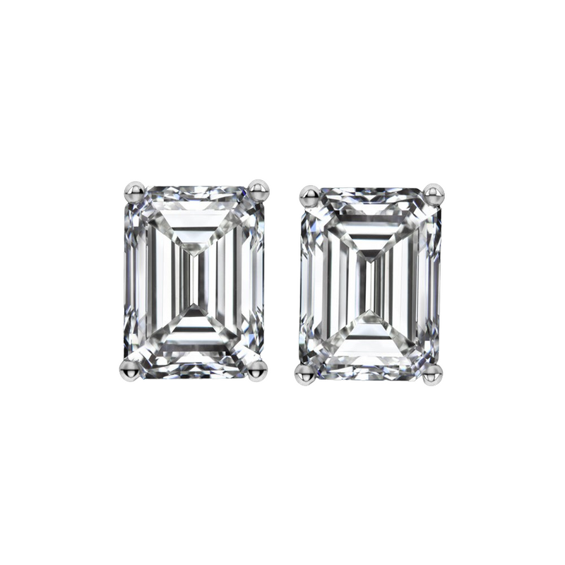 Emerald Cut Pair of 1.5 carat Lab Grown Diamond Stud Earrings - Custom Made