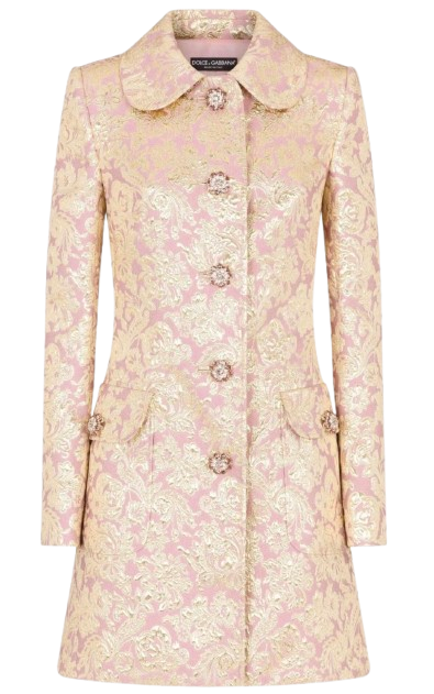 Dolce & Gabbana JGold Rose acquard Crystal Button Coat
