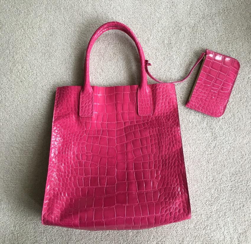 NEW Pink Aila Croc Embossed Bag