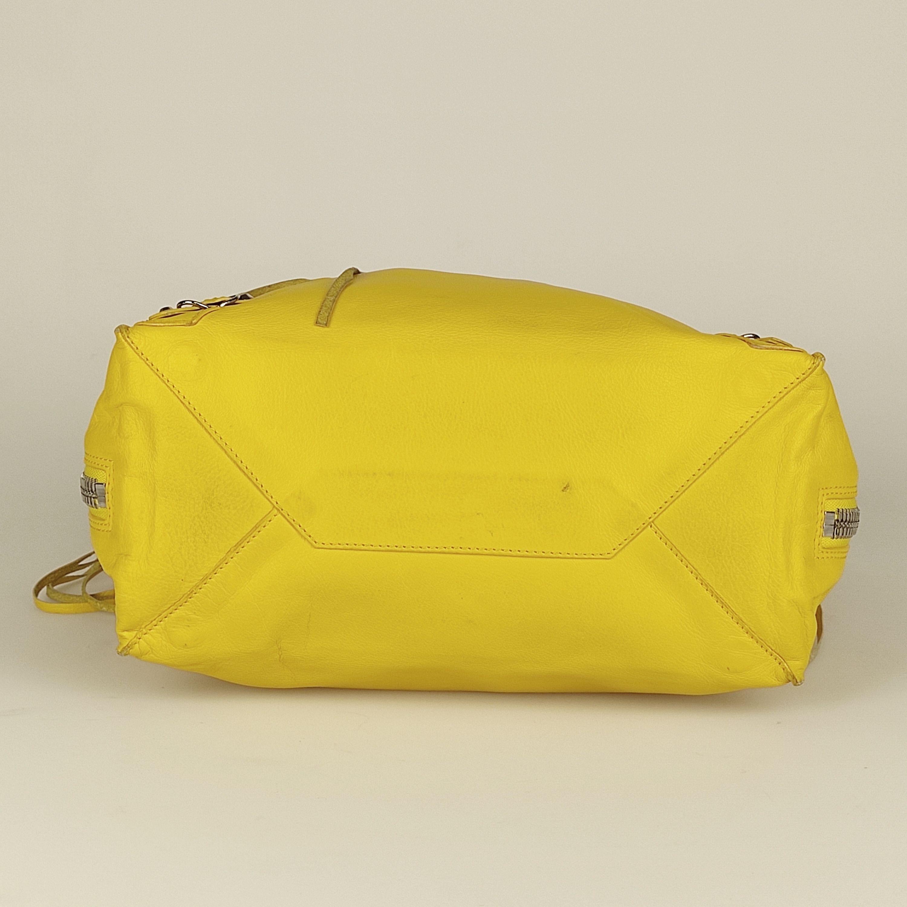Yellow leather Papier tote bag
