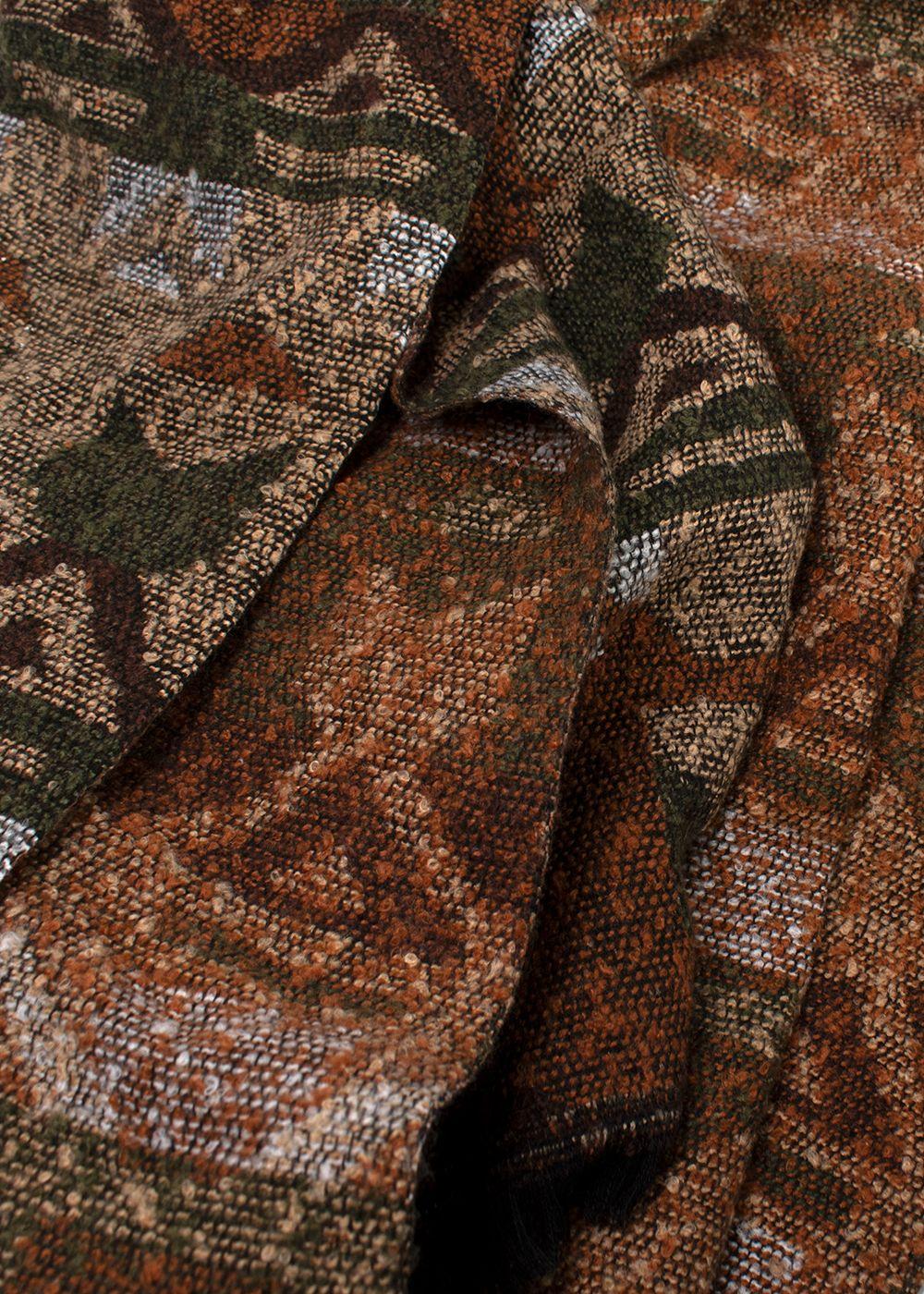 Bespoke Brown Multi-Coloured Aztec Print Woven Scarf