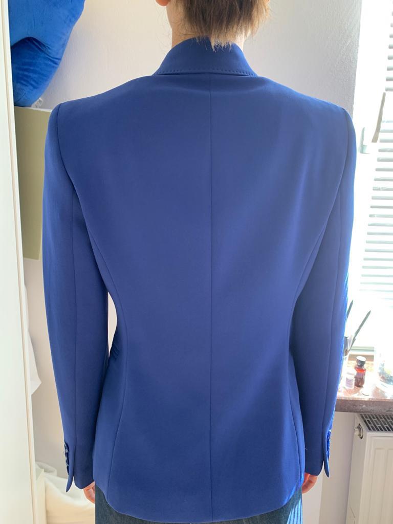 Max Mara Blue Ruffle Lapel Tailored Jacket