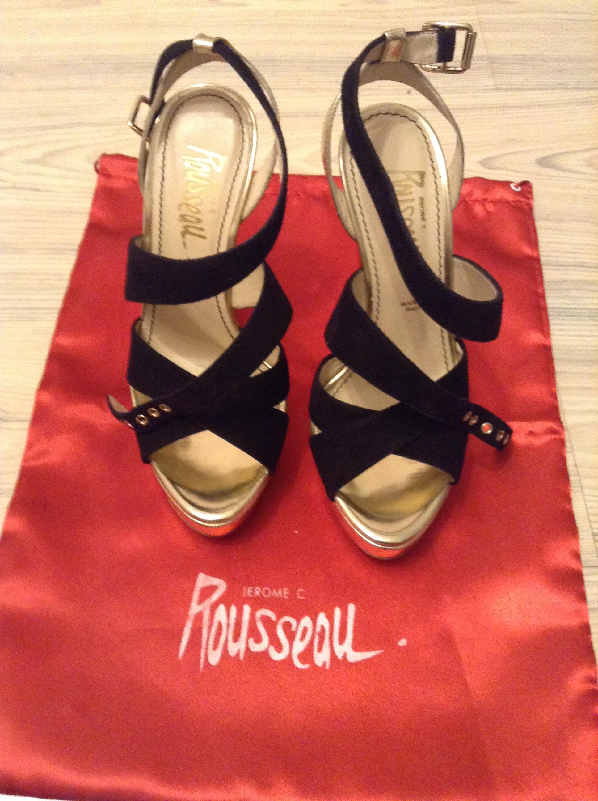 Jerome C. Rousseau Black Suede Sandals