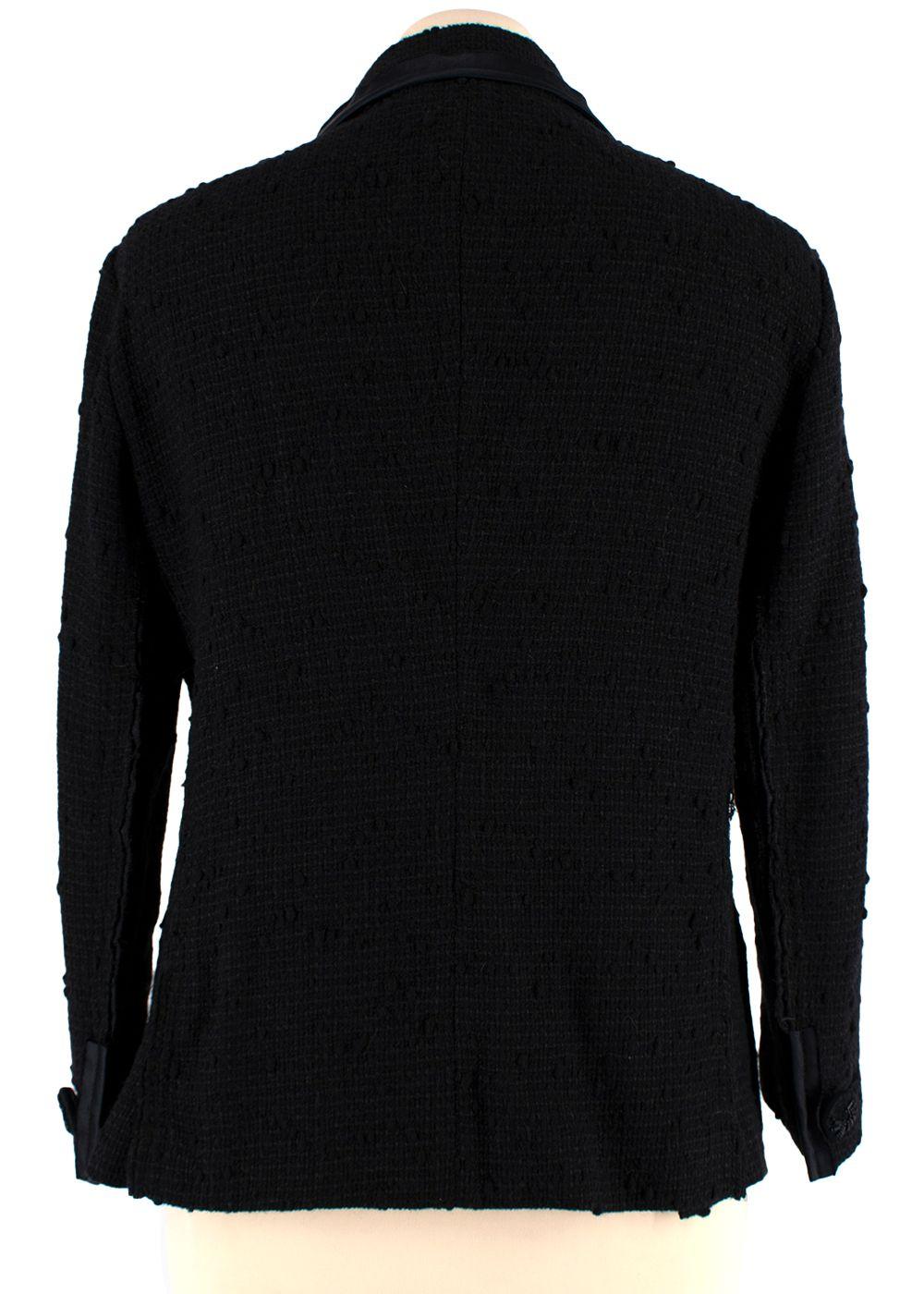 Sequin Embellished Black Wool Tweed Jacket