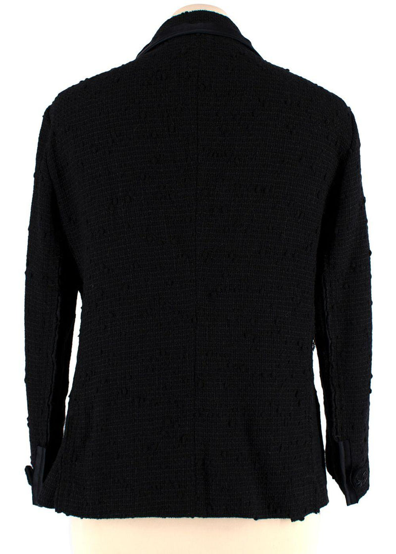 Sequin Embellished Black Wool Tweed Jacket