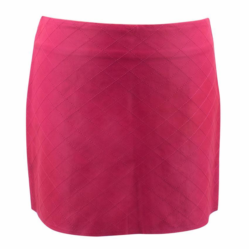 Alice and Olivia Pink Leather Mini Skirt