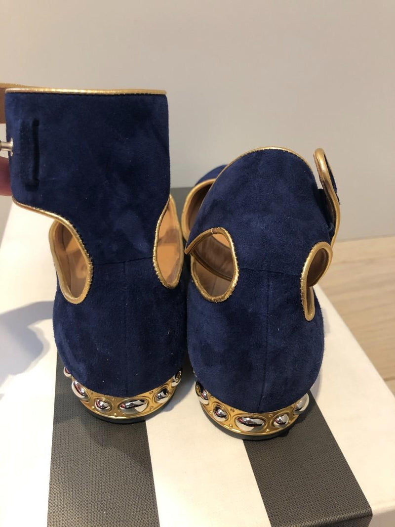 Aquazzura Lucky Star embellished suede ballet flats