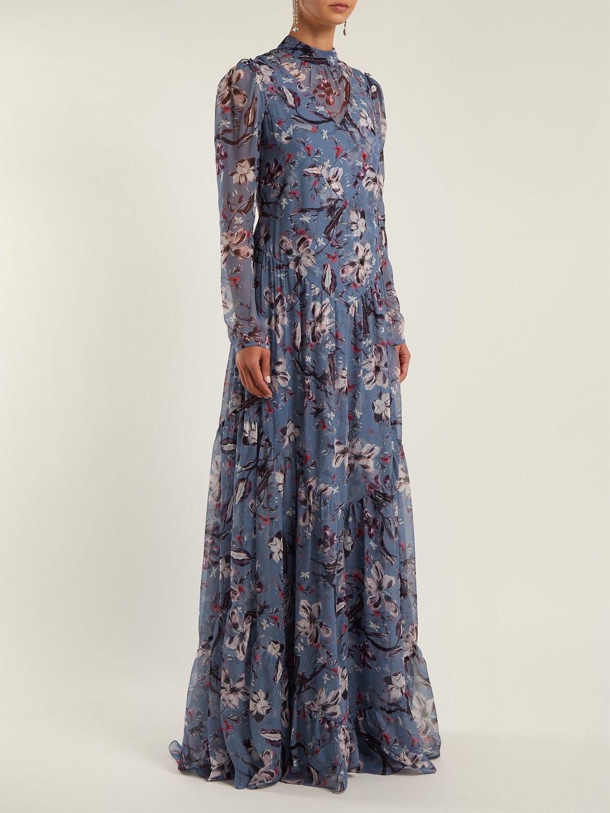 Floral Print Long Sleeved Gown