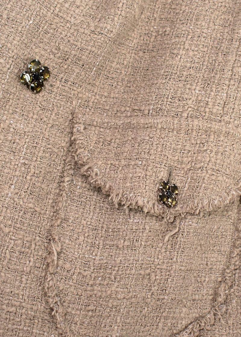 Dolce & Gabbana Beige Tweed Double Breasted Jacket