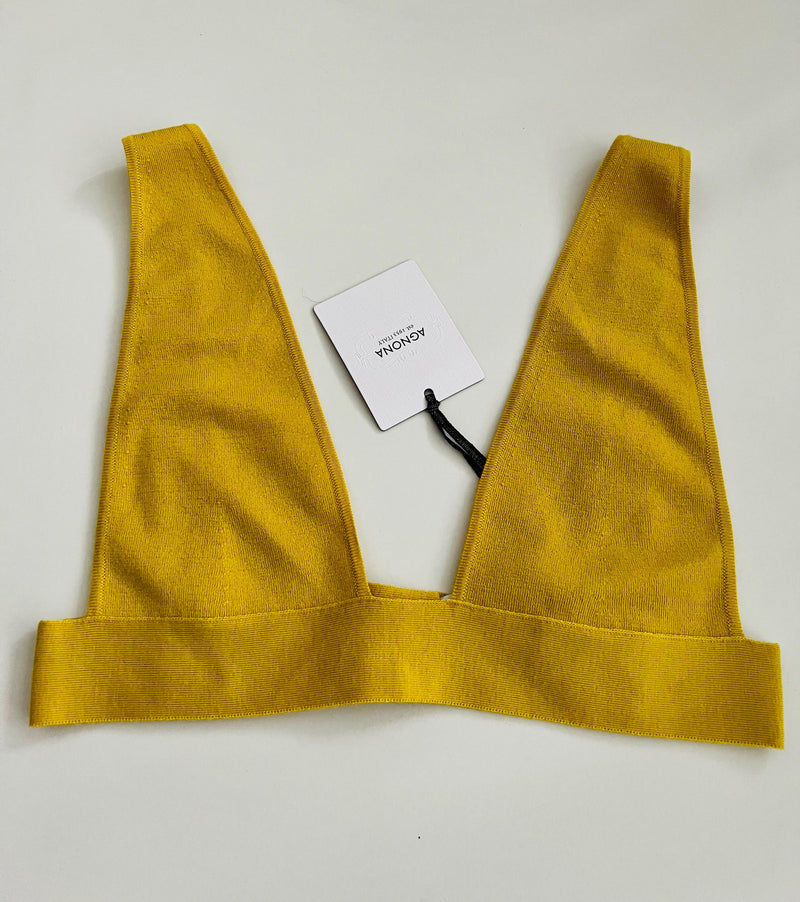 Yellow Cashmere Knit Triangle Bralette
