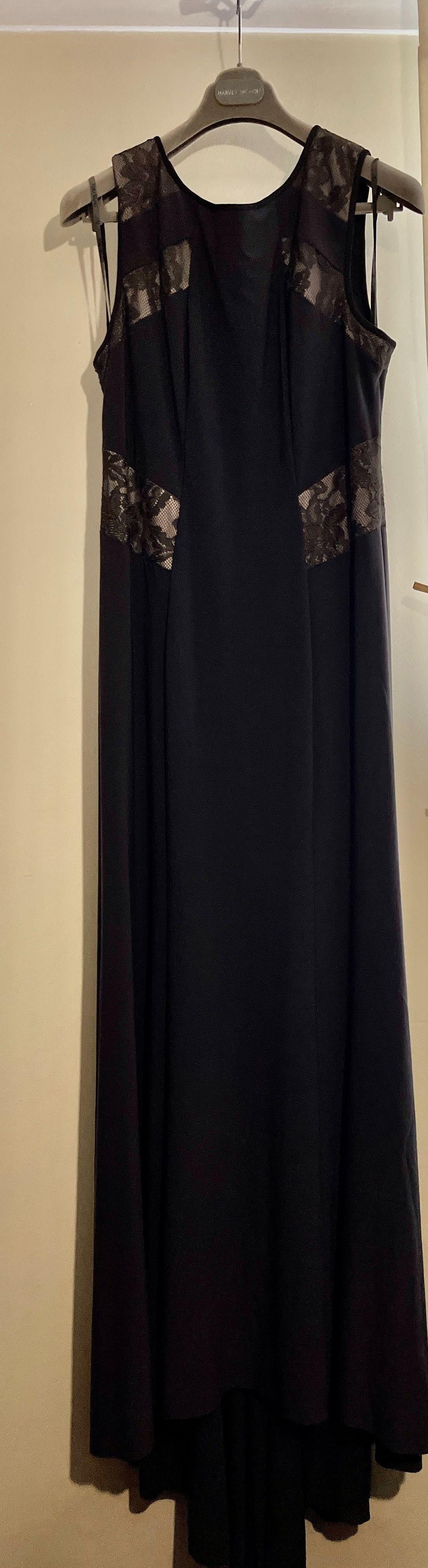 jet grey crepe & lace gown