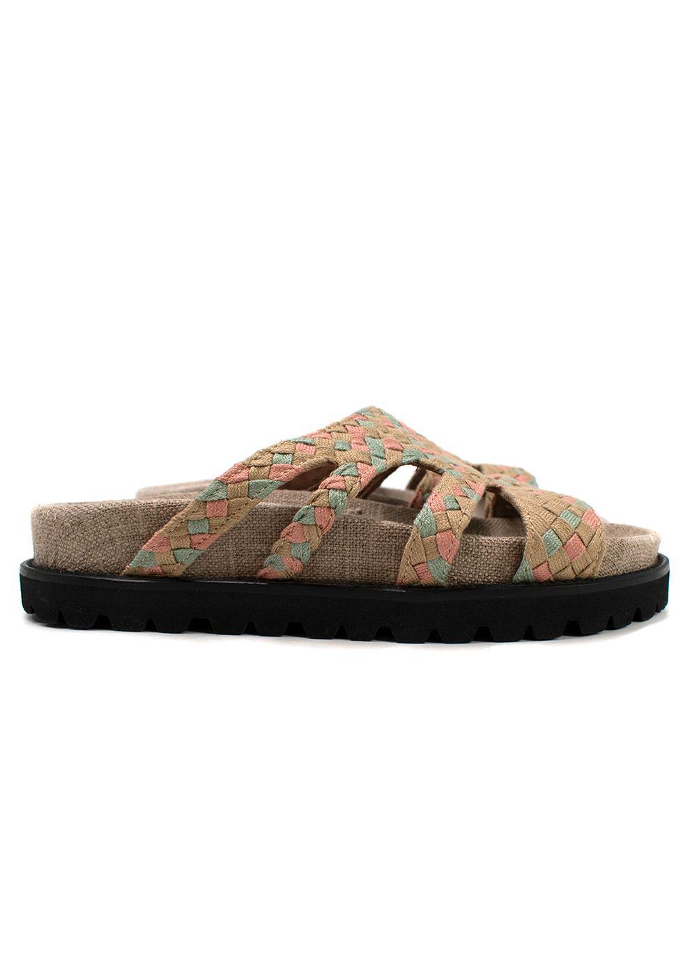 Alberta Ferretti Woven Beige Sandals