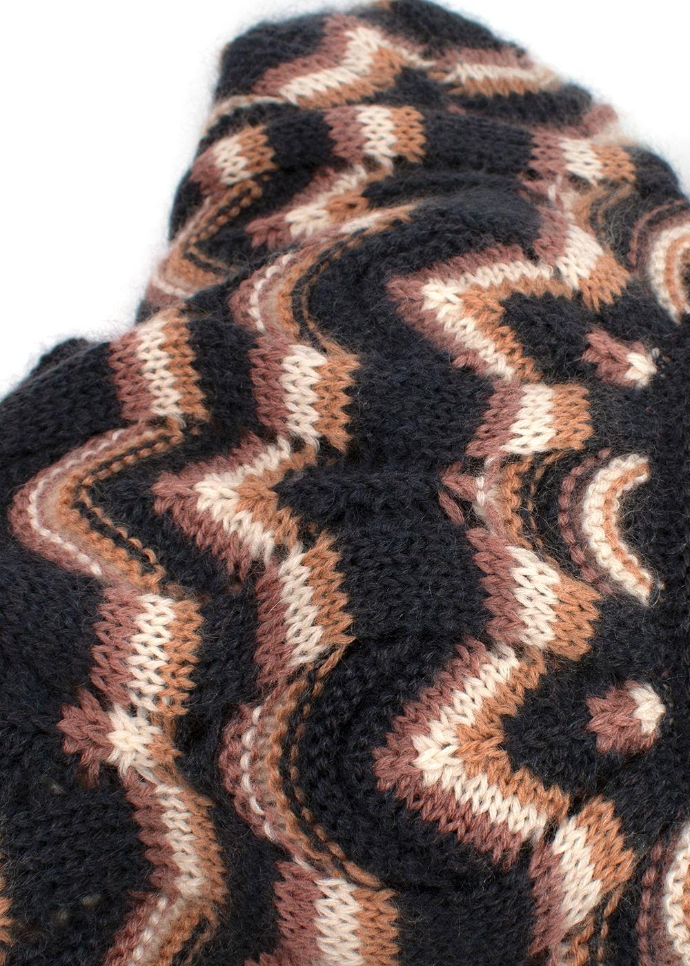 Missoni Grey and Pink Striped Longline Knitted Cardigan