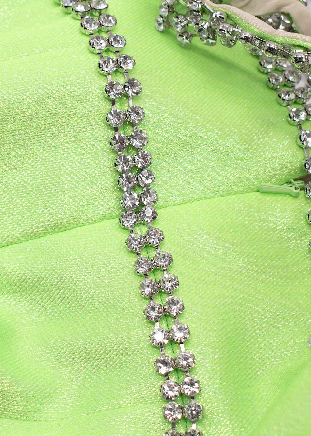 Sold Out AREA Green Crystal Embellished Strap Dress