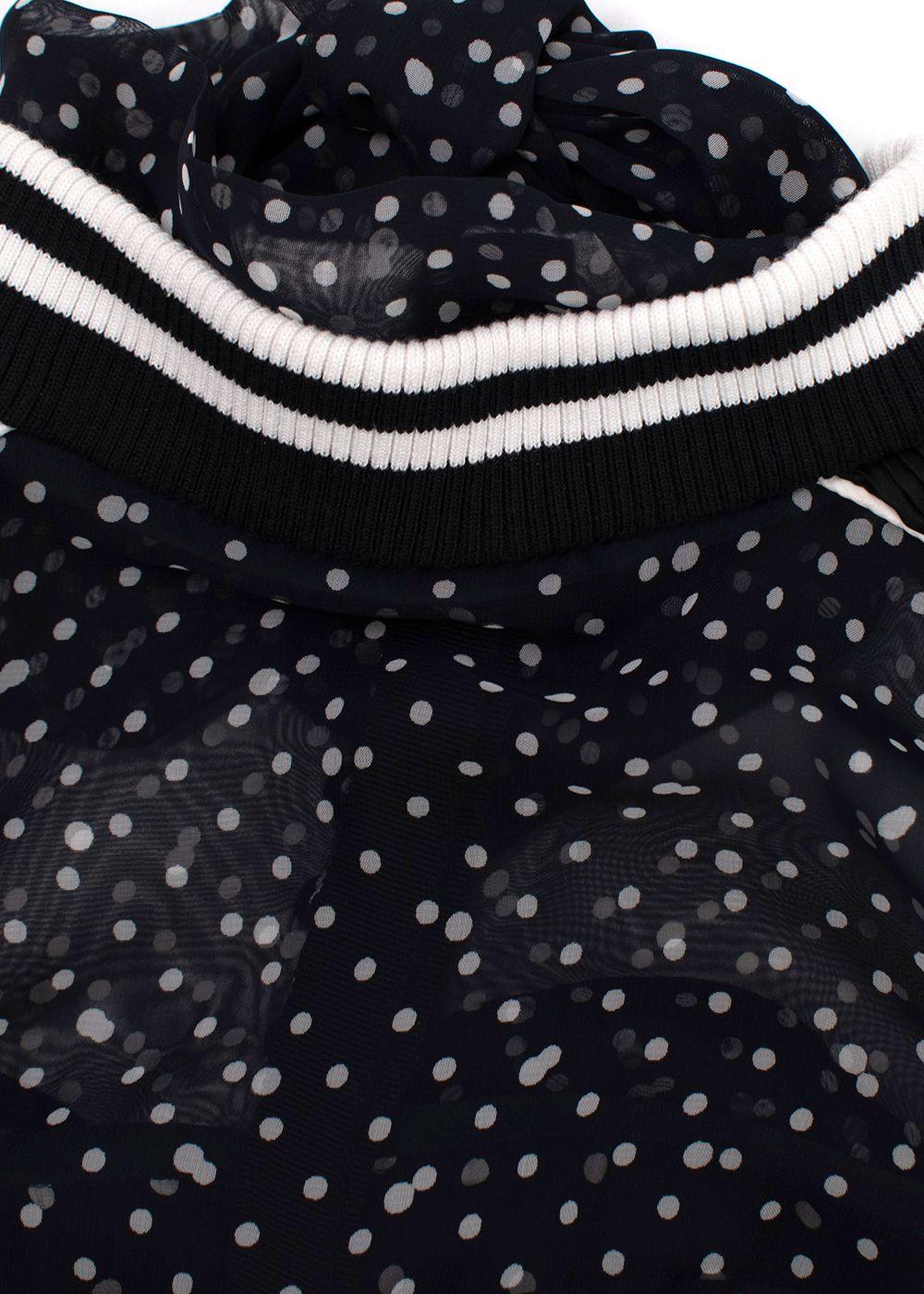 Sacai Navy Polka Dot Long Sleeve Midi Dress