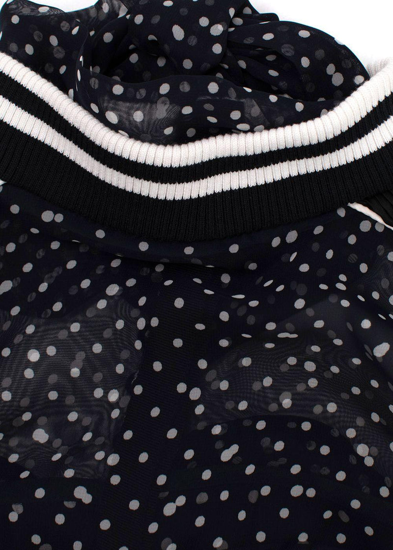 Sacai Navy Polka Dot Long Sleeve Midi Dress