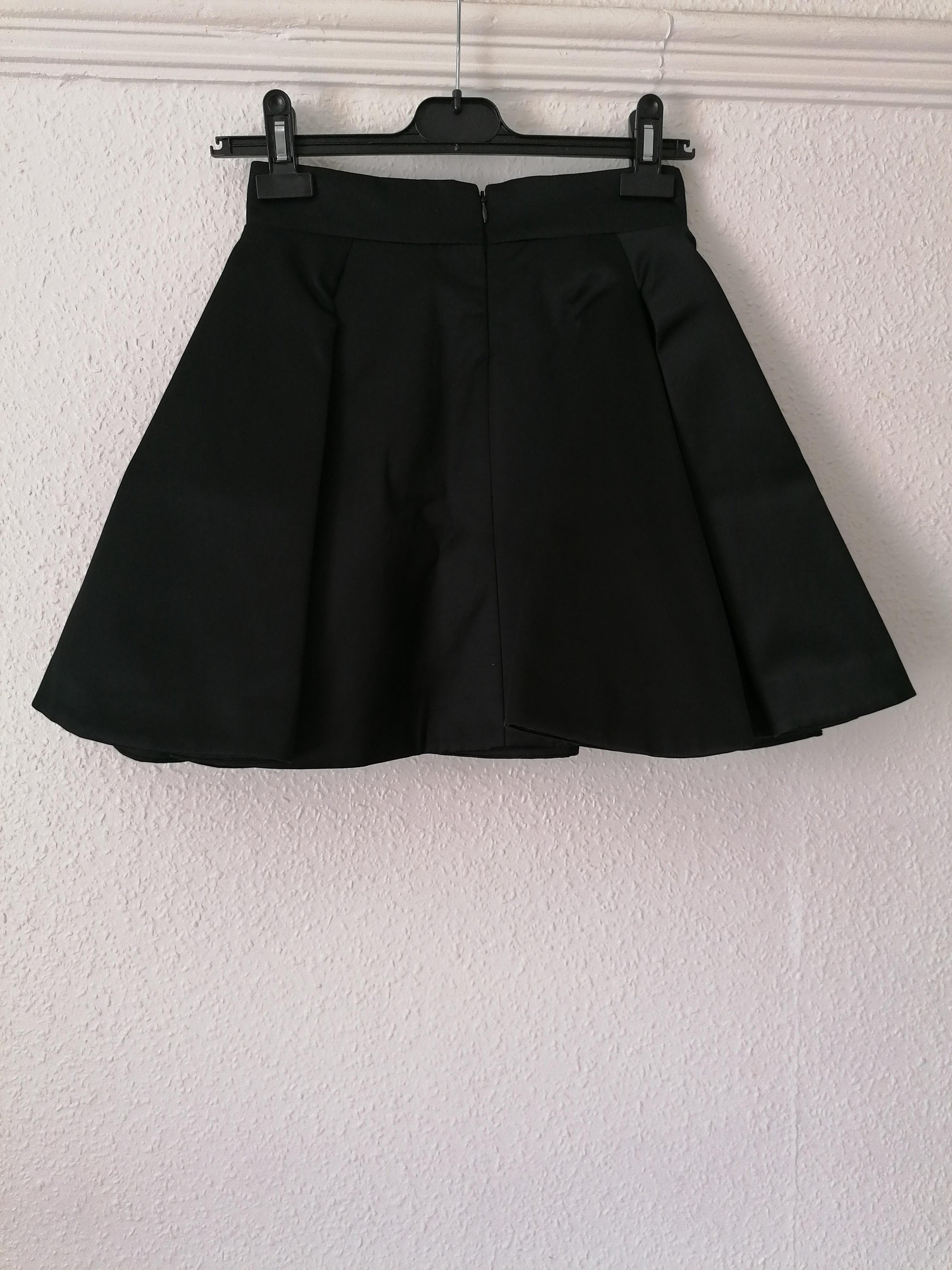 Black cotton blend A-line skirt