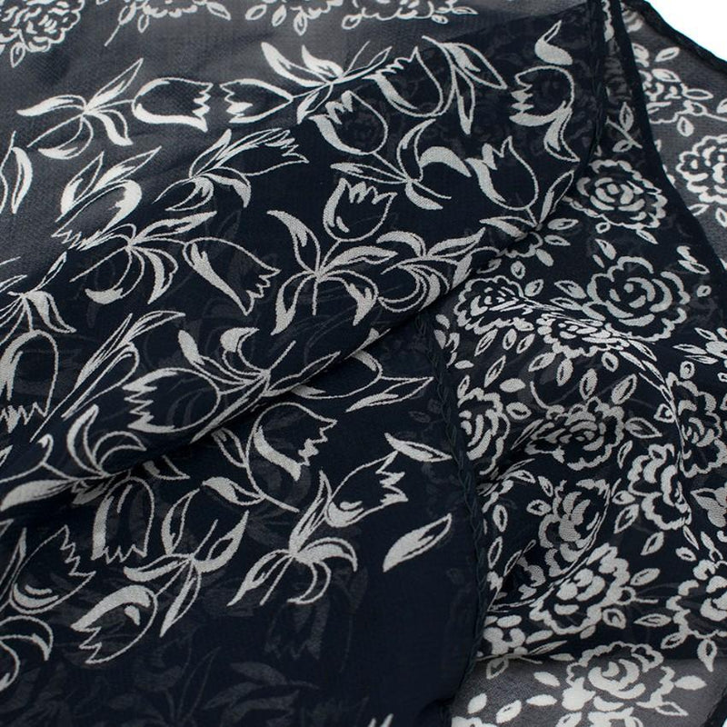 Bespoke Navy Floral Patter Shawl