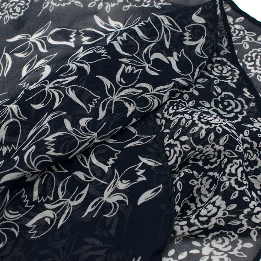 Bespoke Navy Floral Patter Shawl