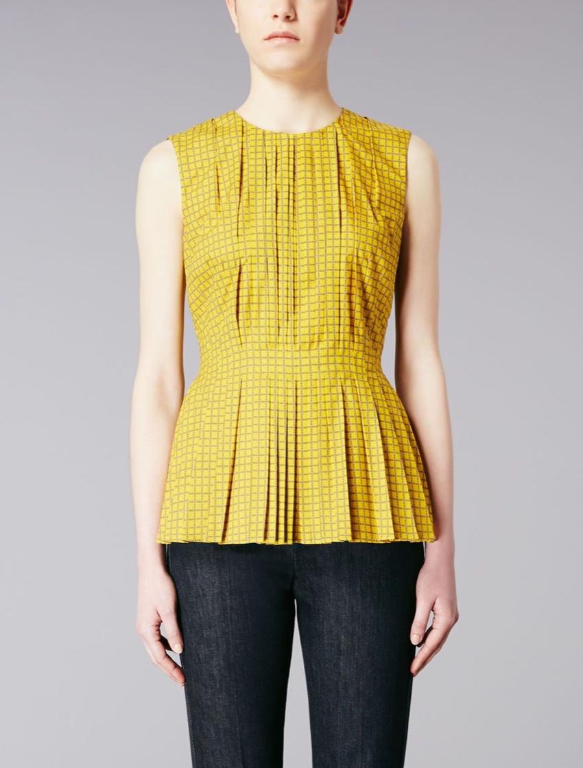 Max Mara Pleated Geometric Print Sleeveless Top