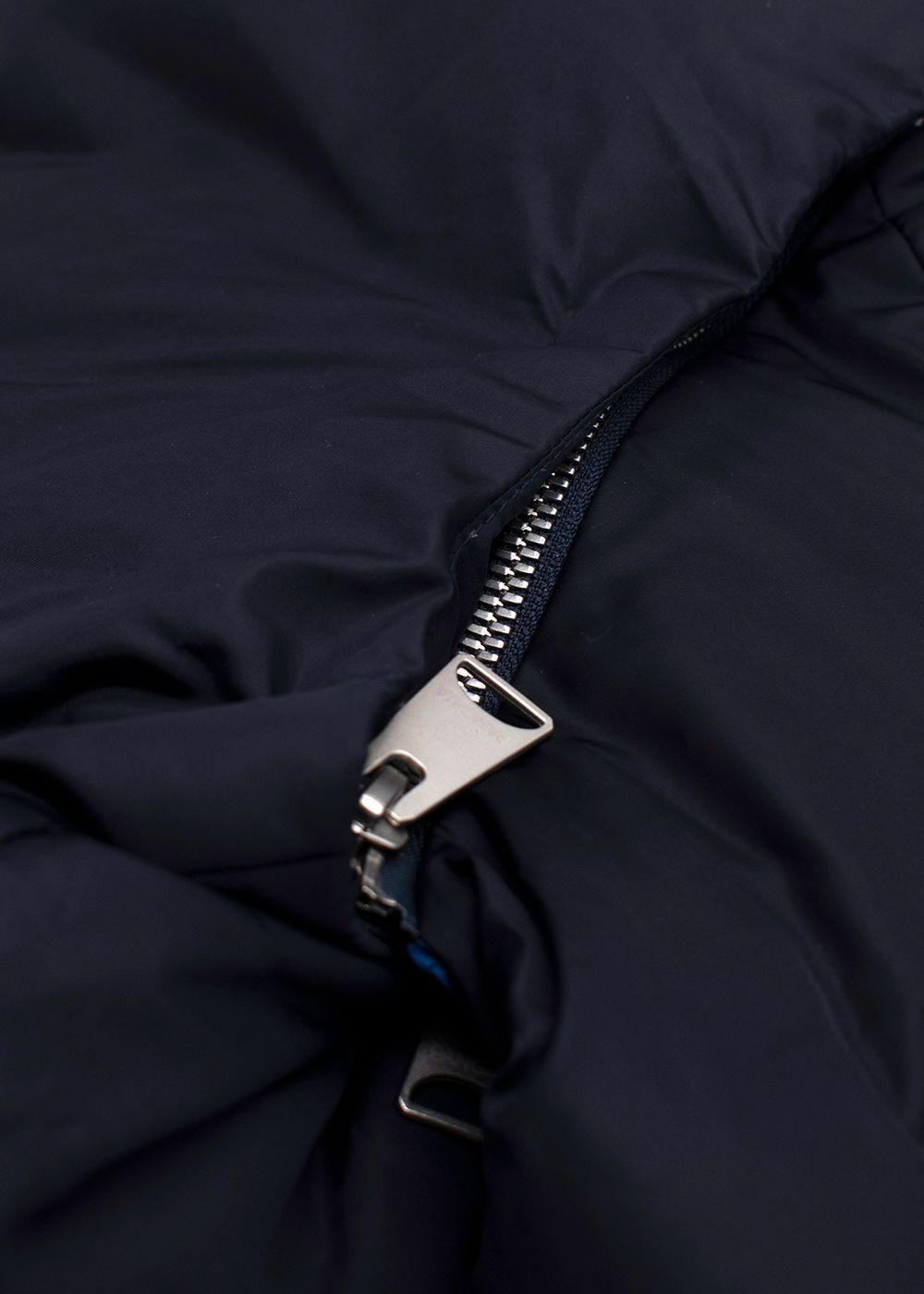 Pangaia Navy Puffer Jacket with Scarf Detail