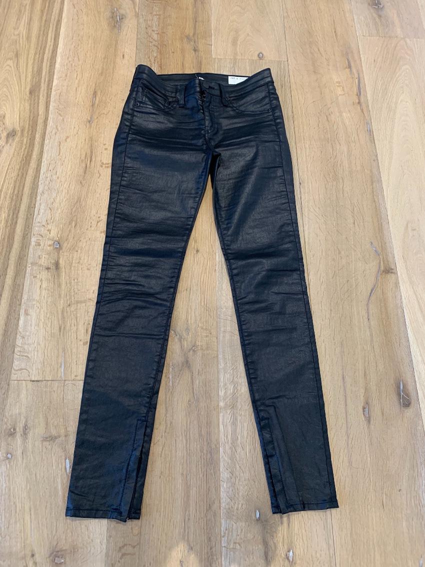 Rag & Bone Zipped-Hem Wet-Look Jeans