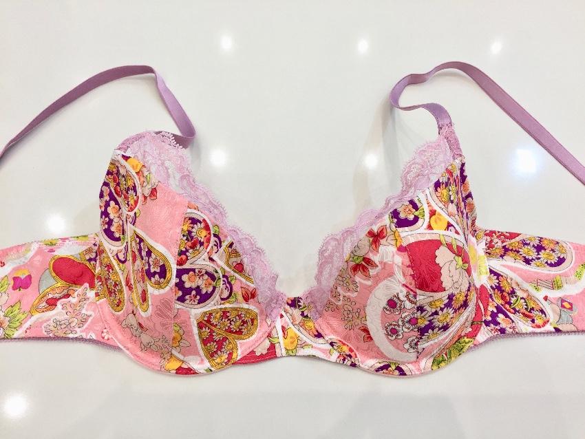 John Galliano Silk Jacquard Flower Power Print Bra & Thong Set