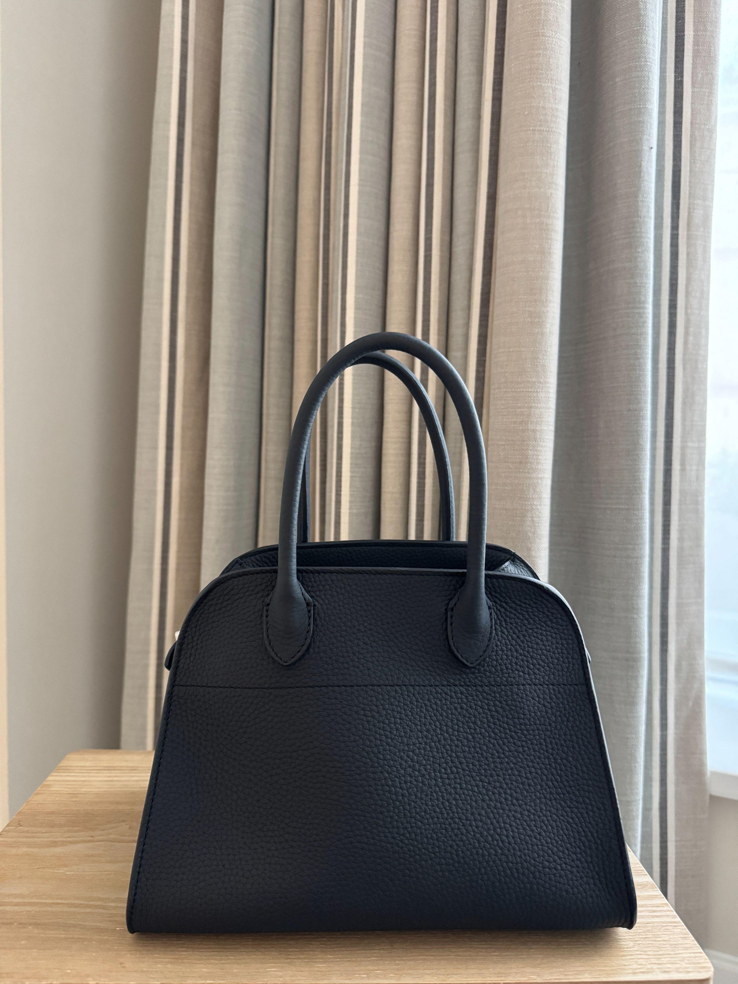 Dark Navy Grained-Leather Margaux 10 Bag