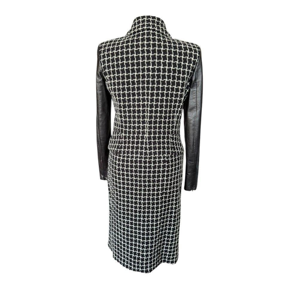 Chanel Checked Suit With Leather Sleeves