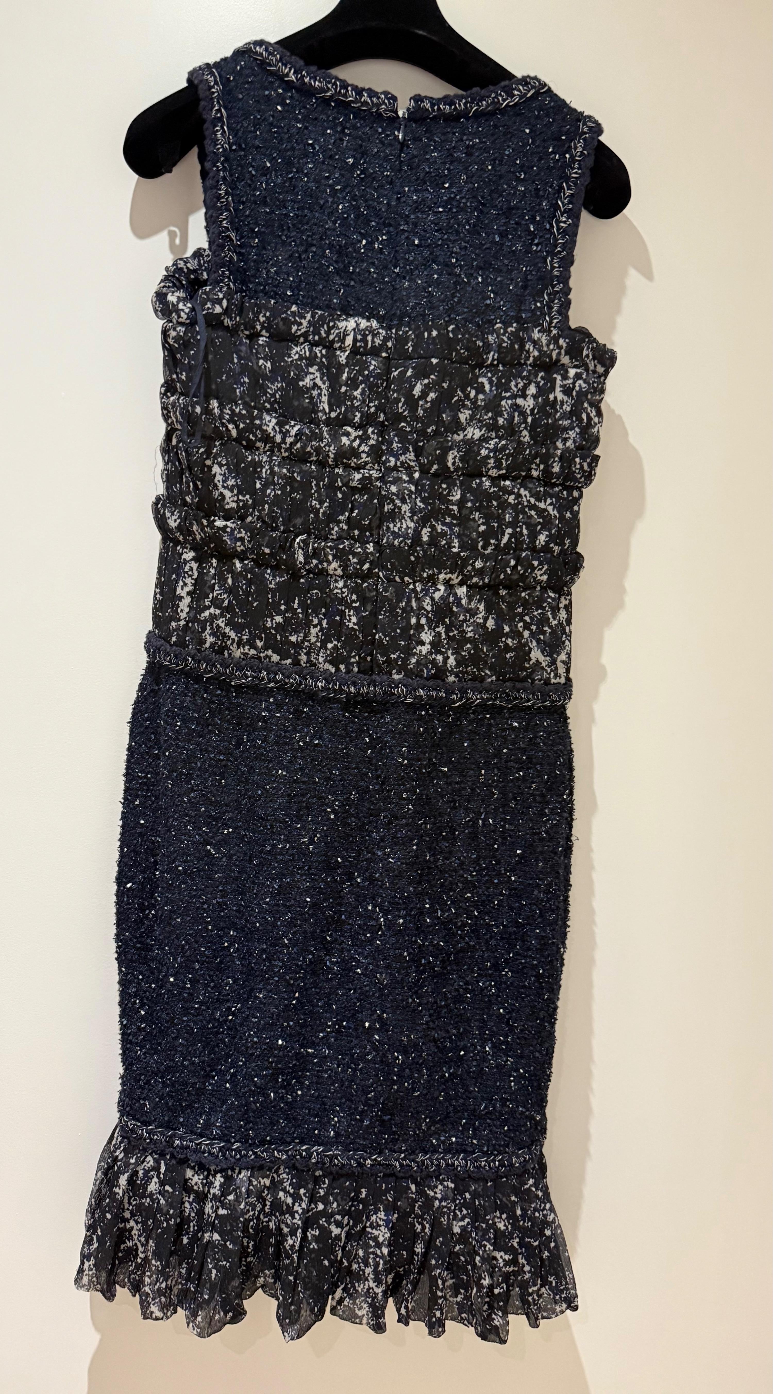 Silk Tweed Navy Dress