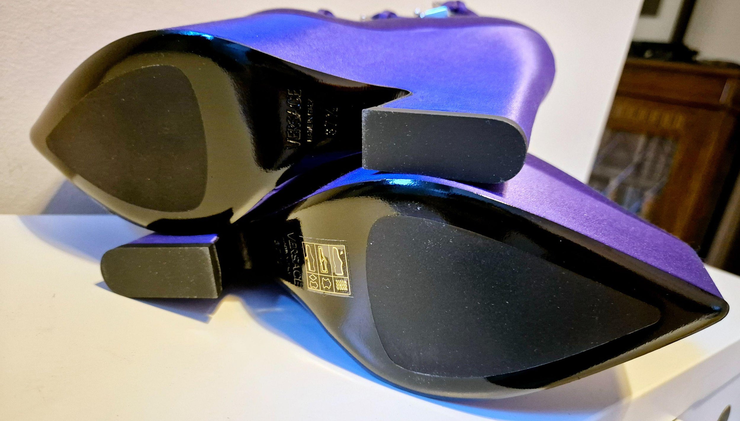 Versace Purple Tempest Platform Heels