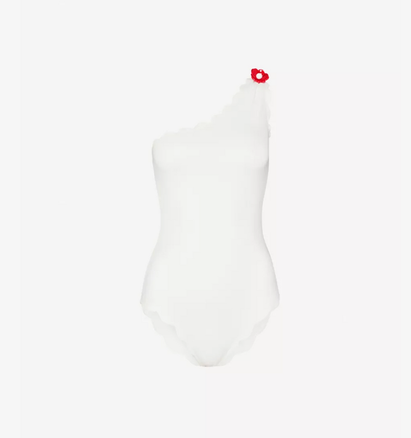 Marysia Cream Santa Barbara Flower-Embellished Swimsuit