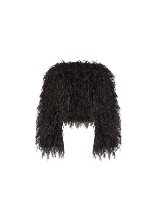 black marabou Madonna jacket