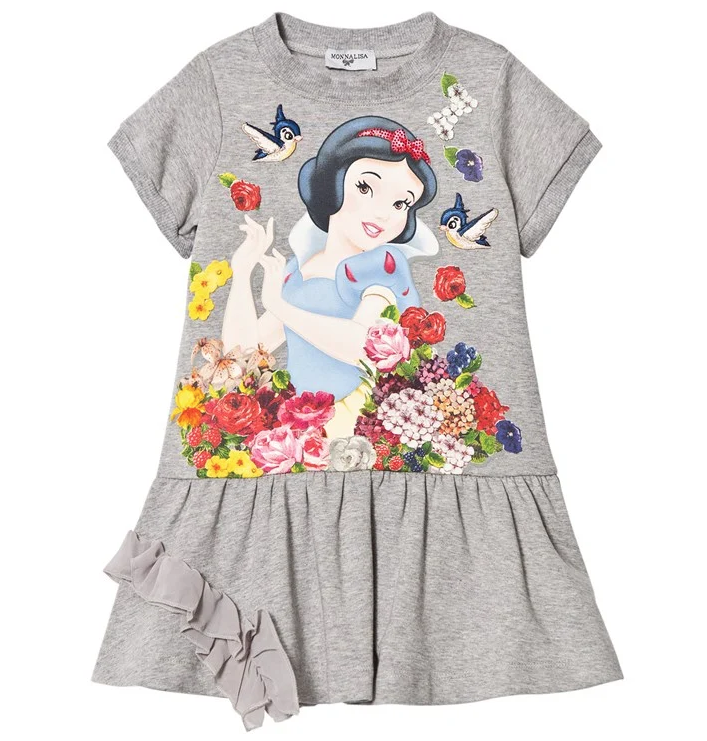 Monnalisa Grey Snow White Jersey Dress
