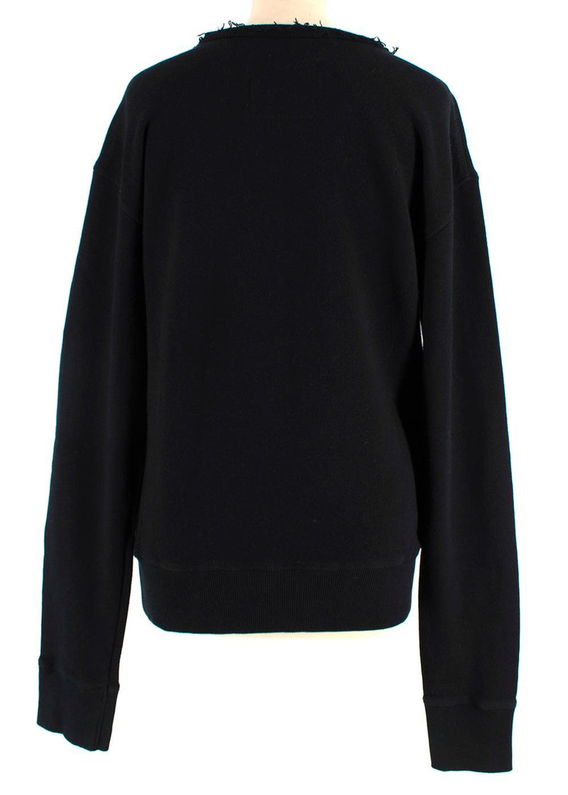 Washed Black Embroidered Cotton Sweatshirt