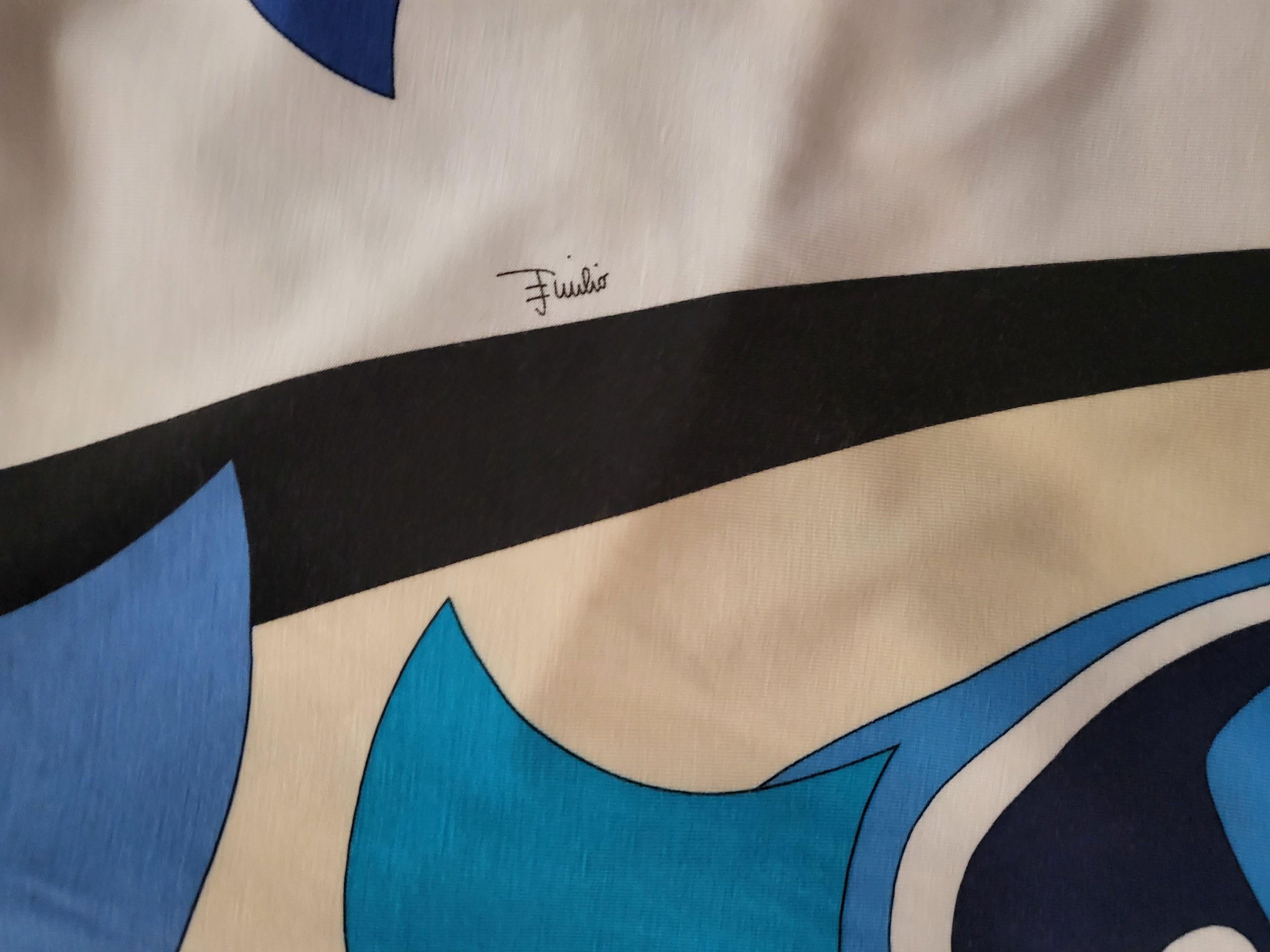 Emilio Pucci Blue Abstract Print Long Sleeve Top