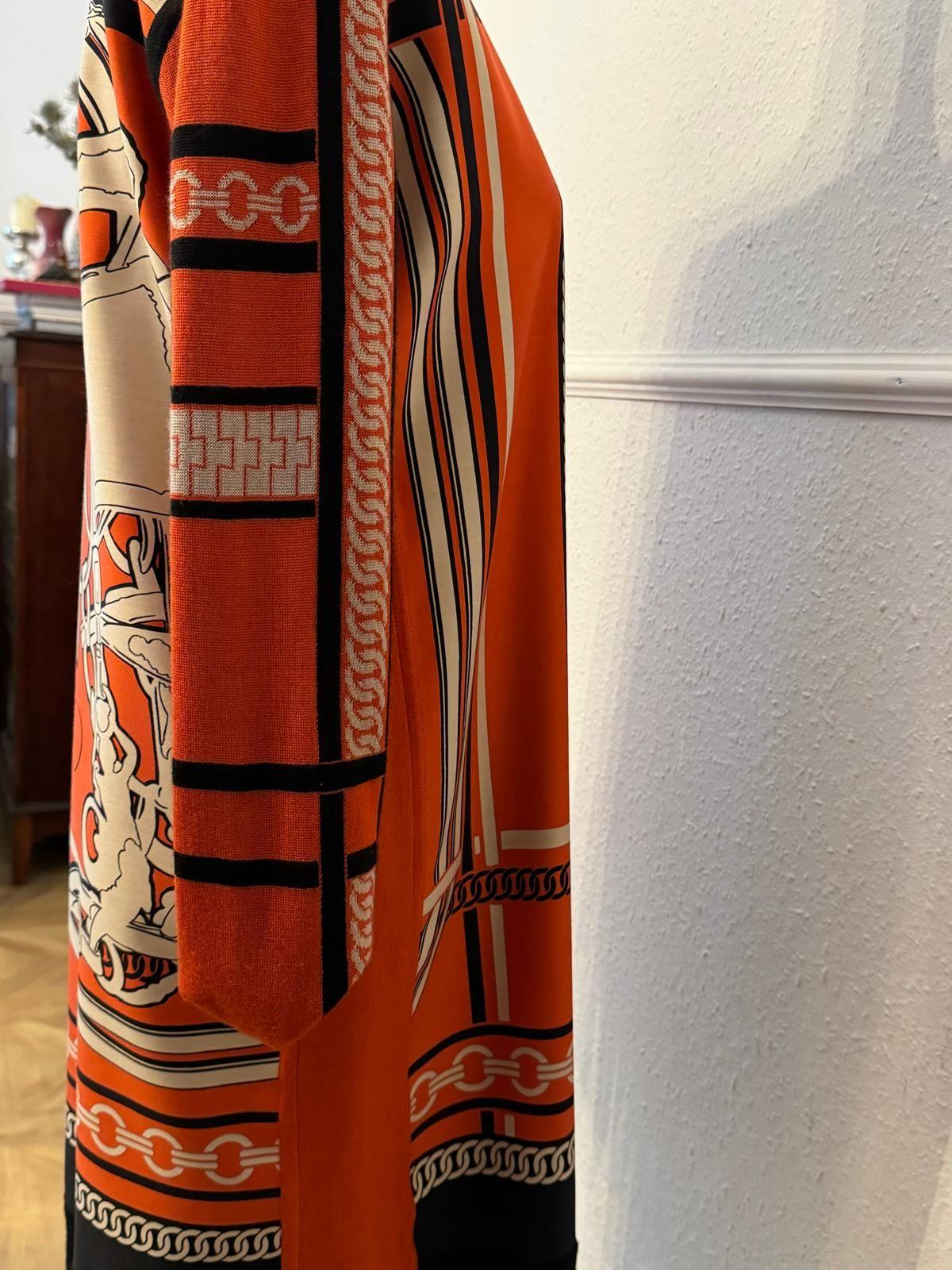Hermes Orange Silk and Cashmere Blend Twillaine Jumper Dress