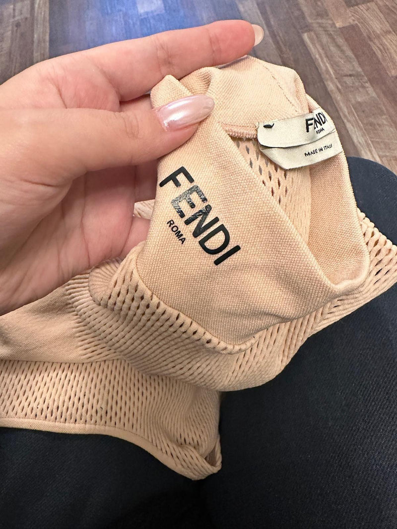 Fendi Long Sleeve Jersey Mesh Bodysuit and Bra Set