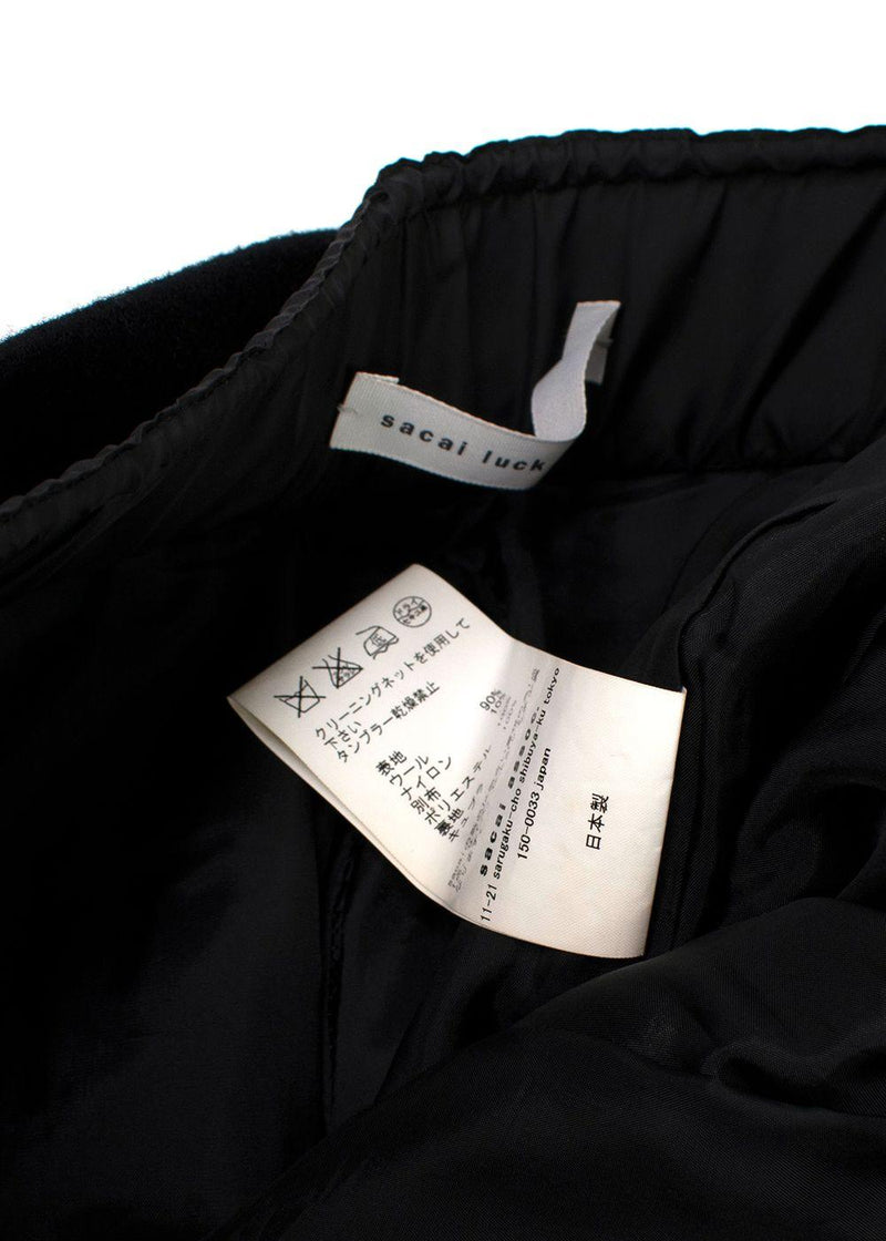 Sacai Luck Nylon Trimmed Black Wool Pants